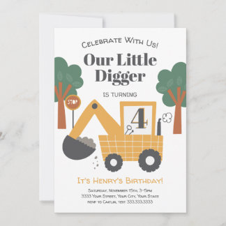 Construction Dump Truck Birthday Party Einladung