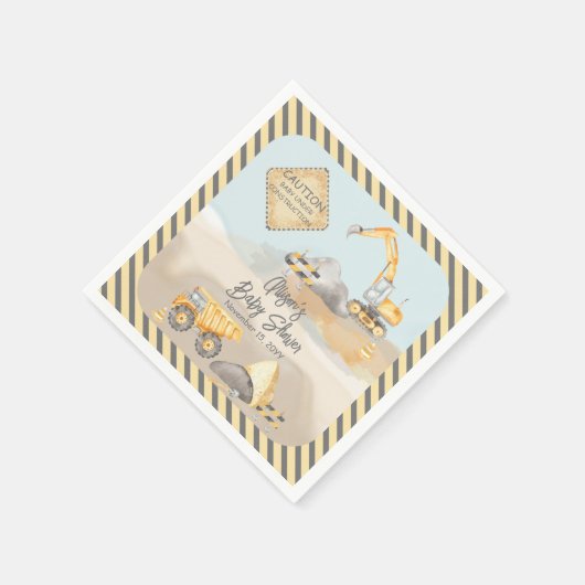 Construction Dump Truck Boy Baby Shower Serviette (Ecke)