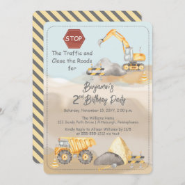 Construction Dump Truck Boy's 2nd Birthday Party Einladung