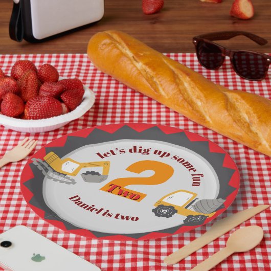 Construction Dump Truck Pappteller (Picknick)