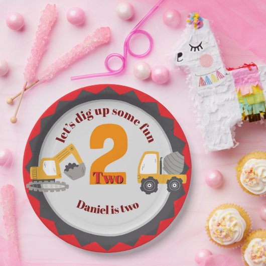 Construction Dump Truck Pappteller (Party)