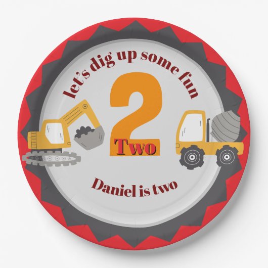 Construction Dump Truck Pappteller (Vorderseite)