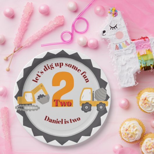 Construction Dump Truck Pappteller (Party)