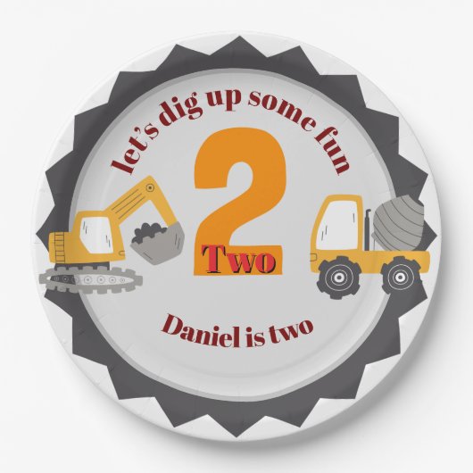 Construction Dump Truck Pappteller (Vorderseite)