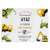 Construction Dump Truck Party Boy Birthday  Große Geschenktüte (Rückseite)