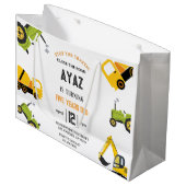 Construction Dump Truck Party Boy Birthday  Große Geschenktüte (Vorderseite Schrägansicht)