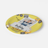 Construction Dump Truck Party Boy Birthday  Pappteller (Schrägansicht)