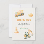 Construction Dump Truck Party Boy First Birthday Dankeskarte (Vorderseite)