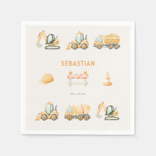 Construction Dump Truck Party Boys Birthday Serviette (Vorderseite)