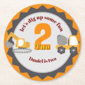 Construction Dump Truck Runder Pappuntersetzer (Vorderseite)