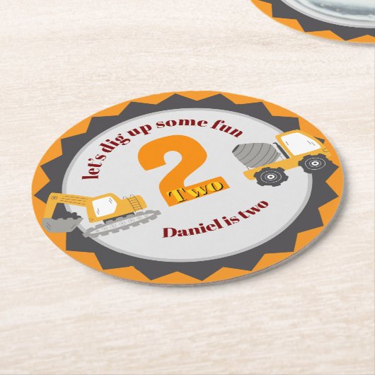 Construction Dump Truck Runder Pappuntersetzer (Angewinkelt)