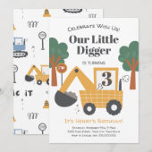 Construction Dump Truck Third Birthday Party Einladung (Vorne/Hinten)
