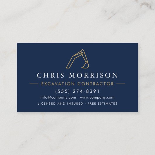 Construction Excavation Operator QR Code Visitenkarte (Vorderseite)