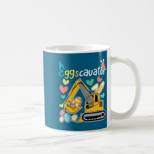 Construction Excavator Easter Day Egg Hunt For Boy Kaffeetasse (Rechts)