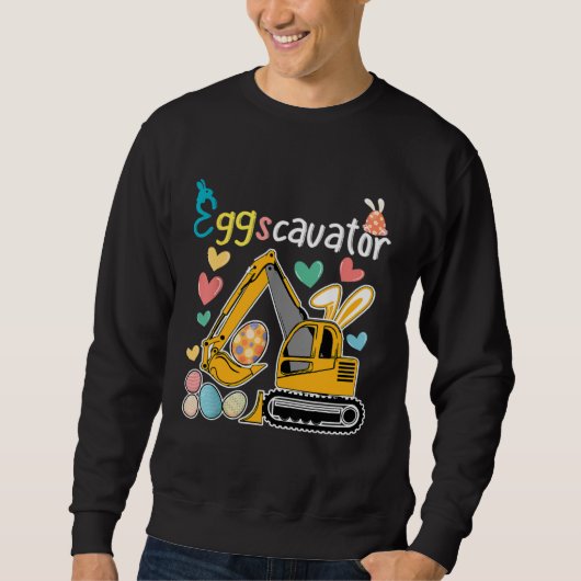 Construction Excavator Easter Day Egg Hunt for Boy Sweatshirt (Vorderseite)