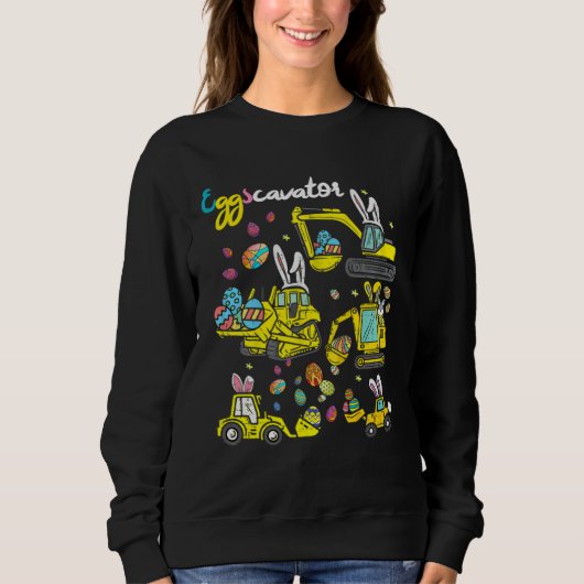 Construction Excavator Easter Day Egg Hunt for Boy Sweatshirt (Vorderseite)