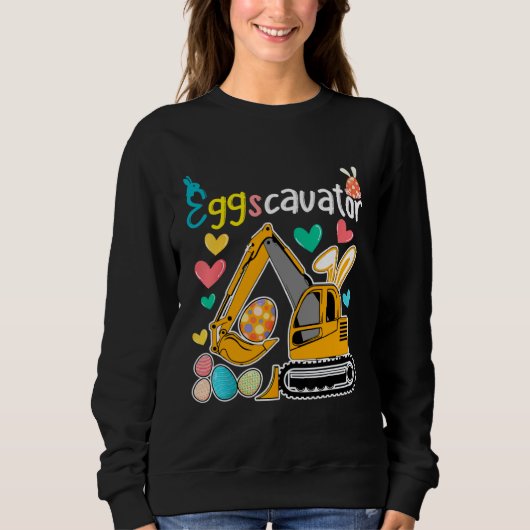 Construction Excavator Easter Day Egg Hunt for Boy Sweatshirt (Vorderseite)
