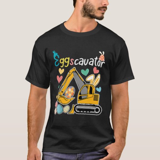 Construction Excavator Easter Day Egg Hunt for Boy T-Shirt (Vorderseite)