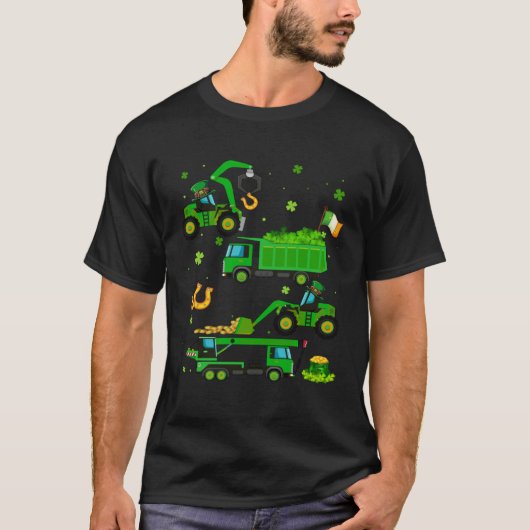 Construction Excavator St Patricks Day Boys Girls T-Shirt (Vorderseite)