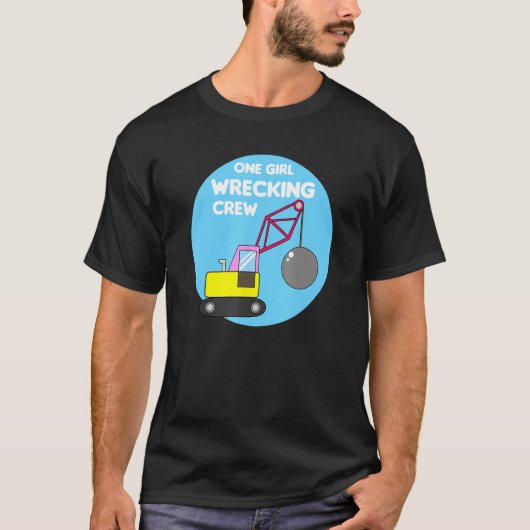 Construction Girl Excavator Truck Building Site T-Shirt (Vorderseite)