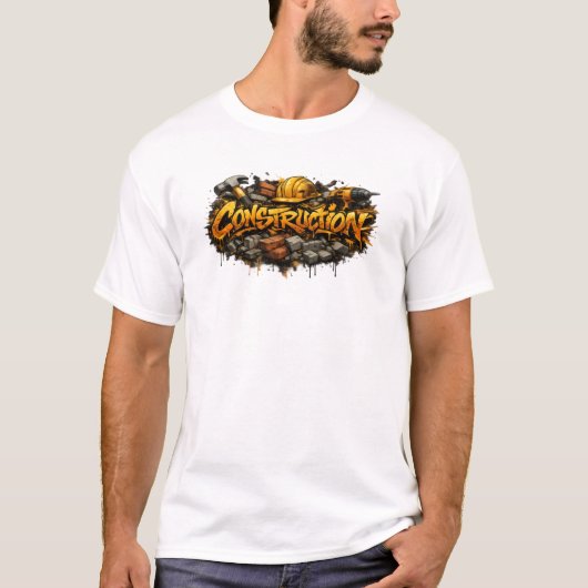 Construction Graffiti Style Grunge Street Art T-Shirt (Vorderseite)