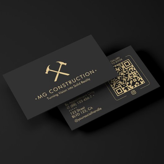 Construction Hammer General Contractor Black Visitenkarte