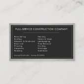 Construction Handyman Metal Black Gold  Visitenkarte (Rückseite)