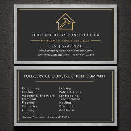 Construction Handyman Metal Black Gold  Visitenkarte