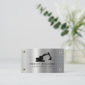 Construction Heavy Equipment Operator Metal Modern Visitenkarte (Stehend Vorderseite)