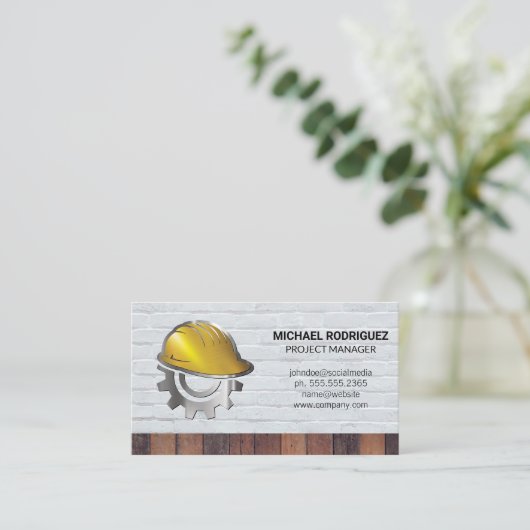 Construction Helmet | Bricks | Builders Visitenkarte (Stehend Vorderseite)