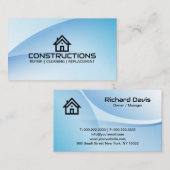 Construction House Roof Logo Blue Visitenkarte (Vorne/Hinten)