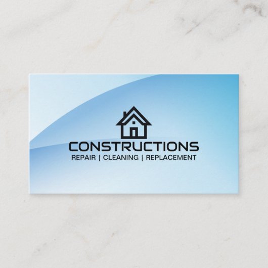 Construction House Roof Logo Blue Visitenkarte (Vorderseite)