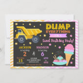 Construction & Ice Cream Joint Birthday Invitation Einladung (Vorderseite)