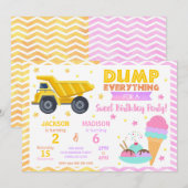 Construction & Ice Cream Joint Birthday Invitation Einladung (Vorne/Hinten)
