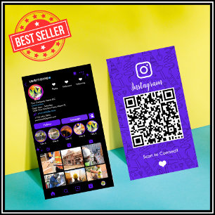 Construction Instagram Violet QR Code Visitenkarte
