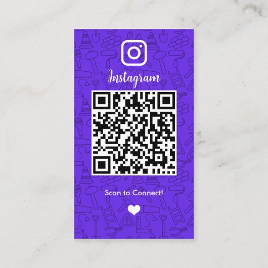 Construction Instagram Violet QR Code Visitenkarte (Rückseite)