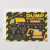 Construction Joint Birthday Invitation Siblings Einladung (Vorderseite)