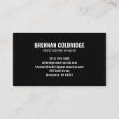 Construction Manager Minimalist Black & White Pro Visitenkarte (Rückseite)