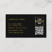 Construction Metal QR Code Black Metallic Gold Visitenkarte (Rückseite)