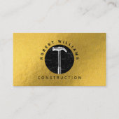 Construction Metal QR Code Black Metallic Gold Visitenkarte (Vorderseite)