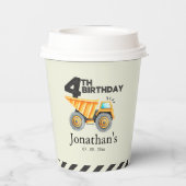 Construction Party Birthday Boy 4th Years Pappbecher (Rückseite)