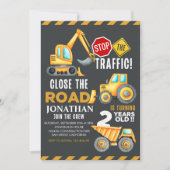 Construction Party for 2nd Birthday Boy Einladung (Vorderseite)