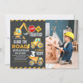 Construction Party for 3rd Birthday Boy Einladung (Vorderseite)