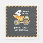 Construction Party for 4th Birthday Kids Serviette (Vorderseite)