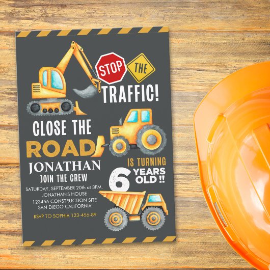 Construction Party for 6th Birthday Boy Einladung