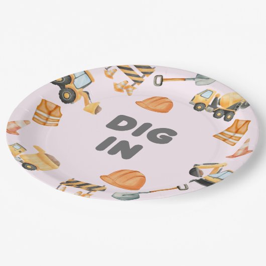 Construction Party Plates Pappteller (Schrägansicht)