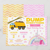 Construction & Princess Joint Birthday Invitation Einladung (Vorne/Hinten)