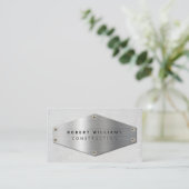 Construction QR Code Metallic Silver Concrete Visitenkarte (Stehend Vorderseite)