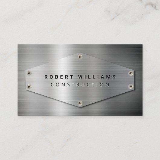 Construction QR Code Metallic Silver Metal Visitenkarte (Vorderseite)