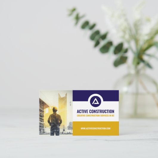 Construction Services, Contractor, Builder Visitenkarte (Stehend Vorderseite)